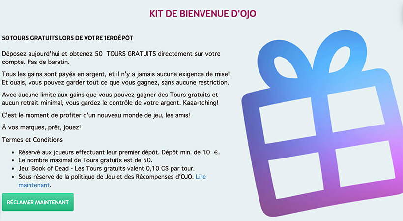 Play Ojo casino bonus