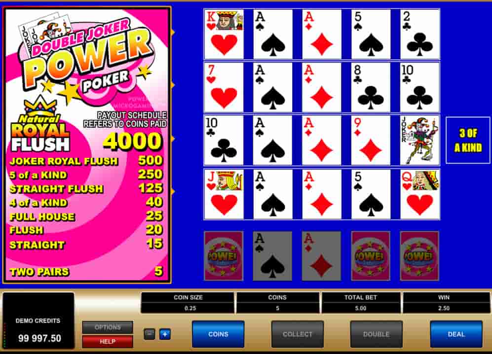 Take a look at the second screenshot of Double Joker Power Poker.