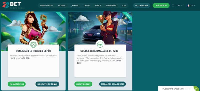 22bet Bonuses