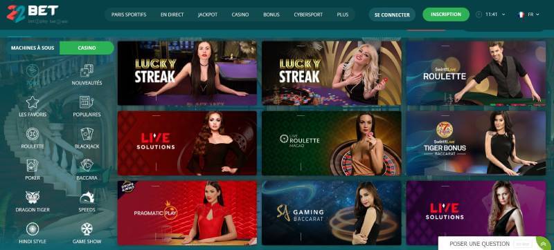 22bet Casino Live Games