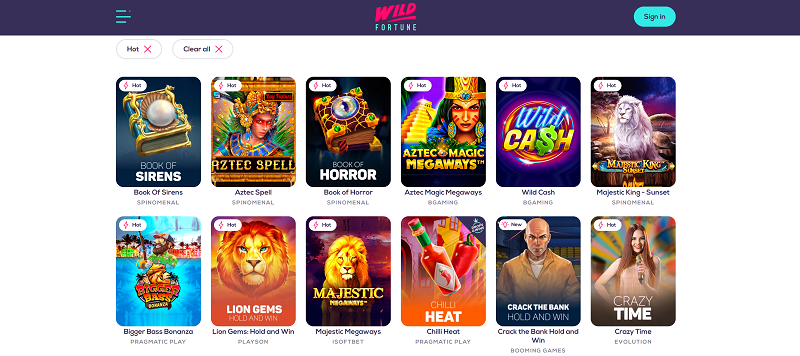 Wild Fortune Casino Games