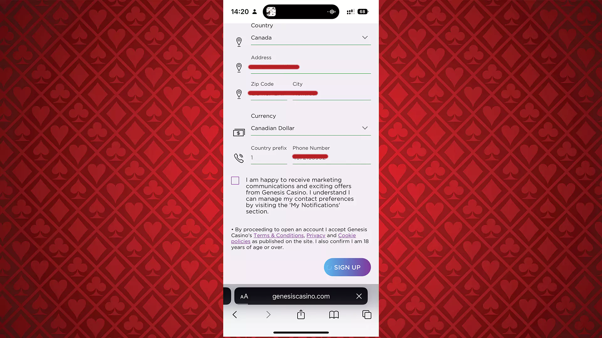 Step 3 - Register on the casino website