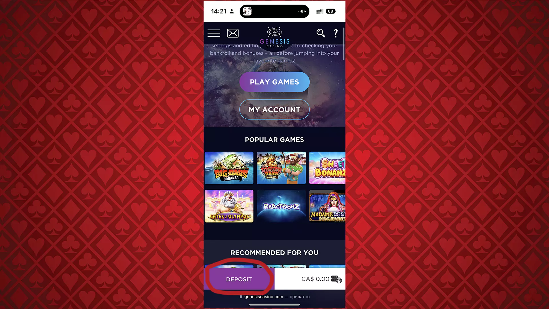 Step 4 - Go to the deposit page