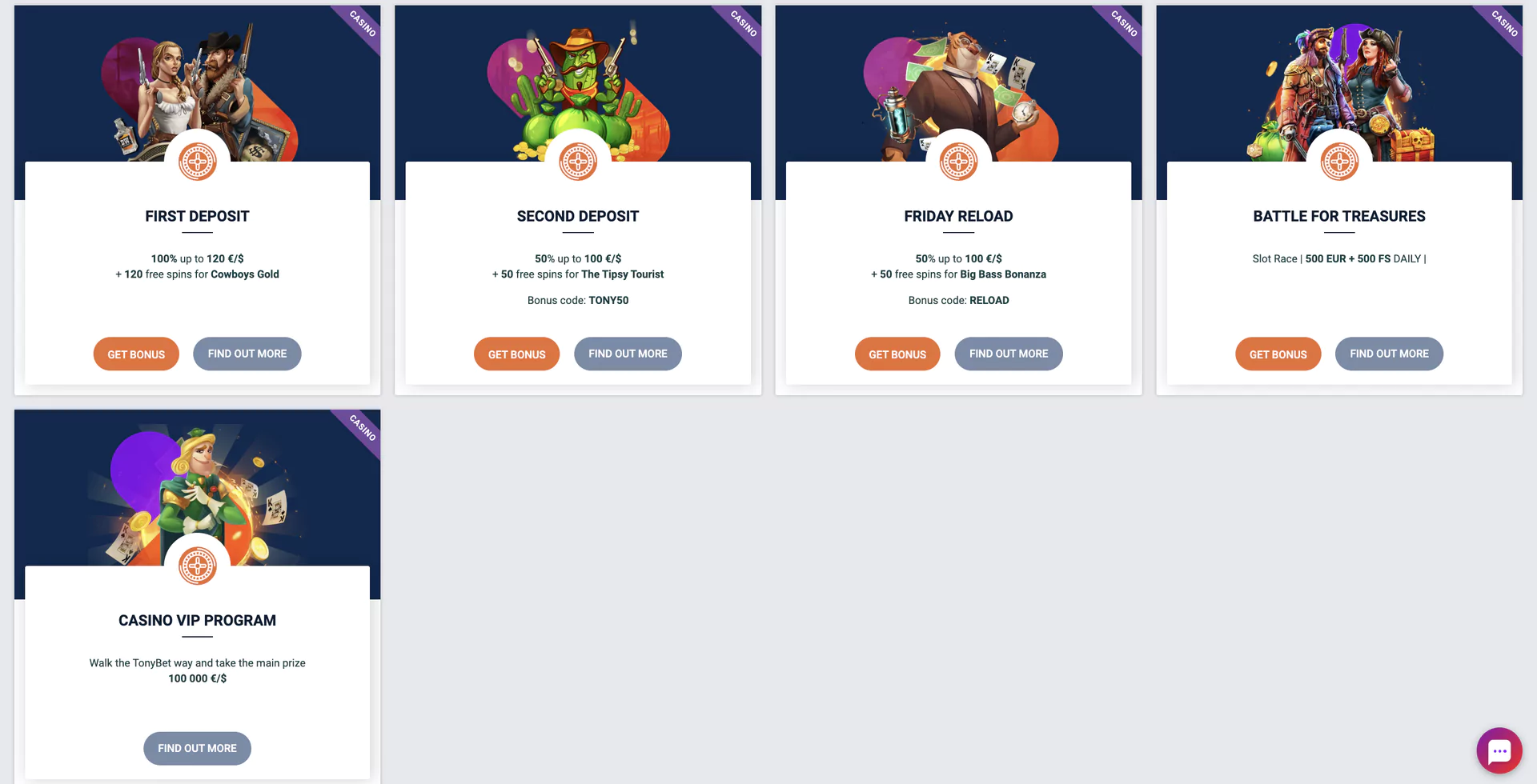 Screenshot of The TonyBet Bonuses.