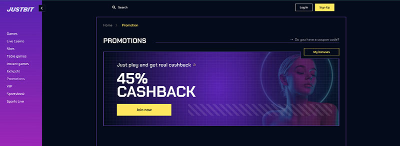 Justbit Casino Bonuses