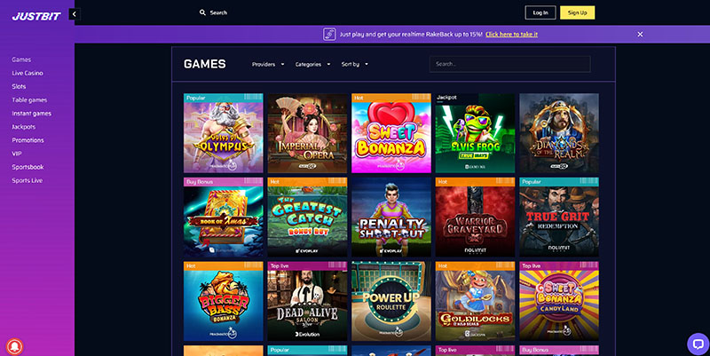 Justbit Casino Games