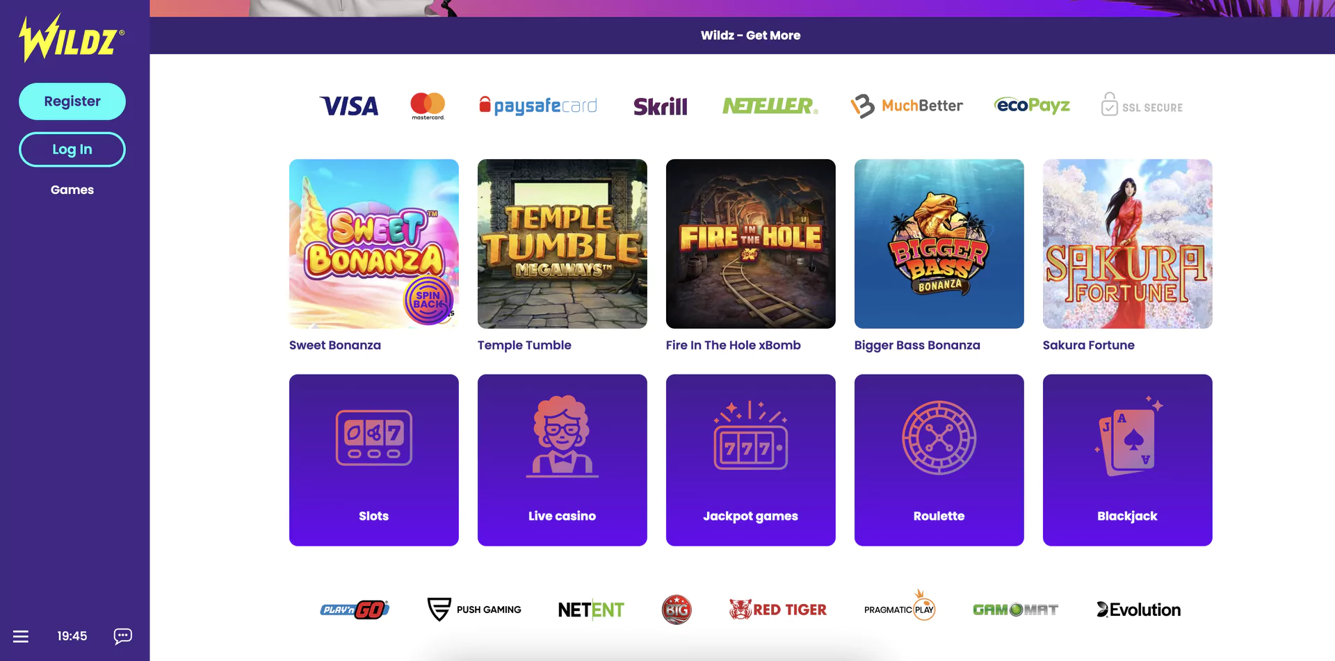 Games at Wildz Casino